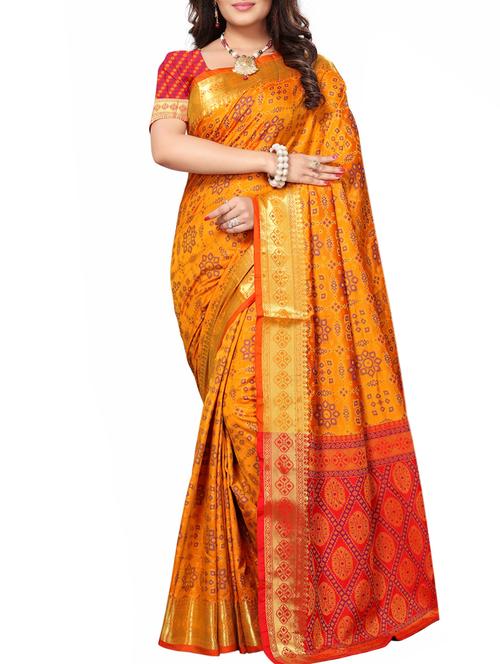 Zari bordered woven saree with blouse - 15019244 - Standard Image - 1