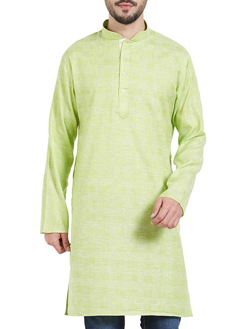 green cotton long kurta - 15019267 - Standard Image - 1