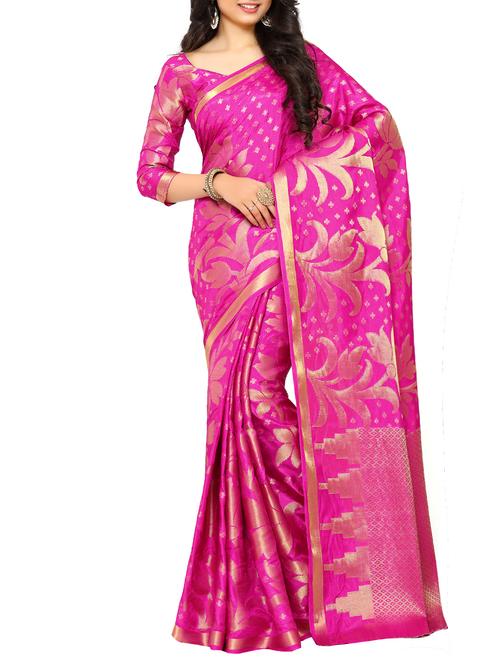 pink art silk kanjivaram saree with blouse - 15019296 - Standard Image - 1