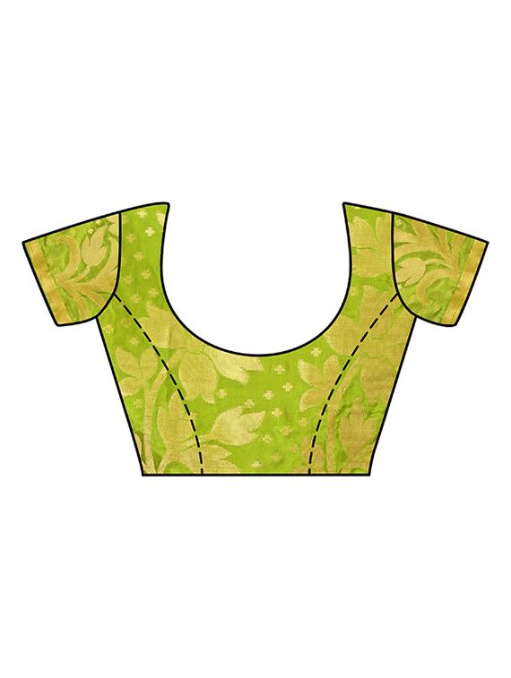 green art silk kanjivaram saree with blouse - 15019297 - Zoom Image - 3