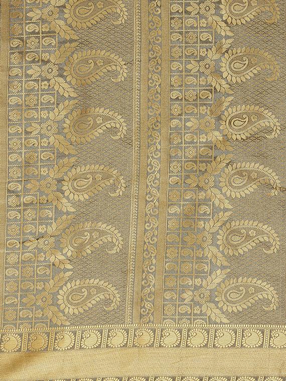 grey art silk kanjivaram saree with blouse - 15019302 - Zoom Image - 4