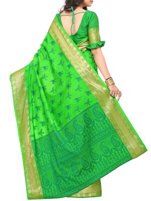green art silk woven saree with blouse - 15019310 - Standard Image - 2