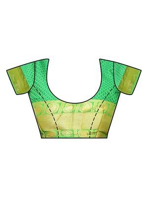 green art silk woven saree with blouse - 15019310 - Standard Image - 3