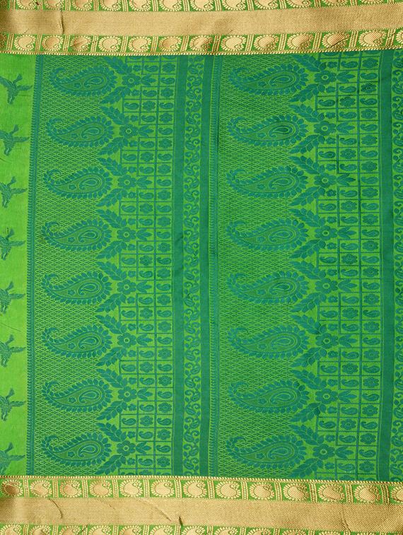 green art silk woven saree with blouse - 15019310 - Zoom Image - 4
