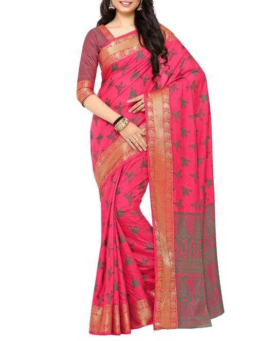 pink art silk woven saree with blouse - 15019311 - Standard Image - 1