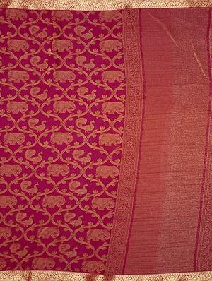 purple chiffon woven saree with blouse - 15019314 - Standard Image - 4