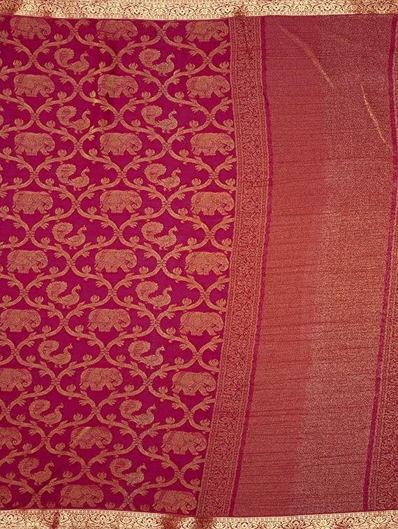 purple chiffon woven saree with blouse - 15019314 - Zoom Image - 4