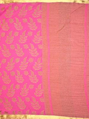 pink chiffon woven saree with blouse - 15019315 - Standard Image - 4