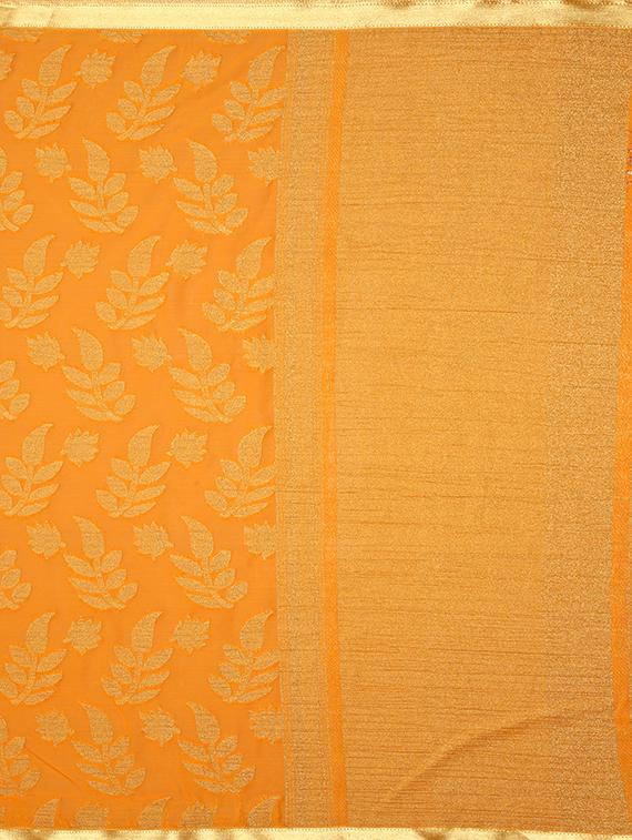 orange chiffon woven saree with blouse - 15019316 - Zoom Image - 4