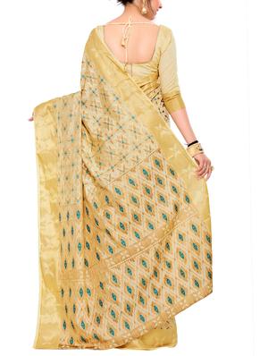 beige art silk woven saree with blouse - 15019328 - Standard Image - 2