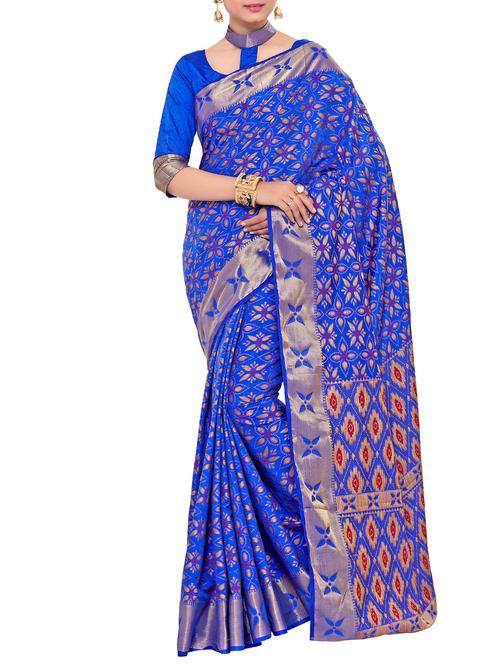 blue art silk woven saree with blouse - 15019329 - Standard Image - 1