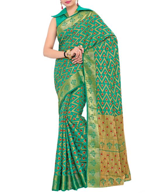 green art silk woven saree with blouse - 15019333 - Standard Image - 1