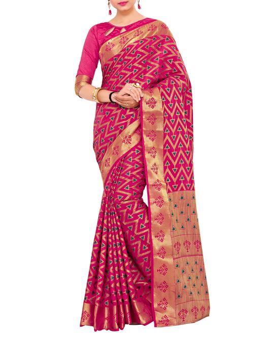 pink art silk woven saree with blouse - 15019334 - Standard Image - 1