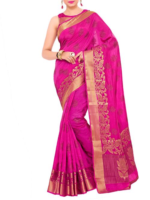pink art silk woven saree with blouse - 15019335 - Standard Image - 1