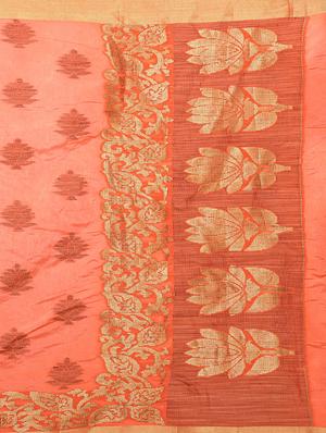 peach art silk woven saree with blouse - 15019337 - Standard Image - 4