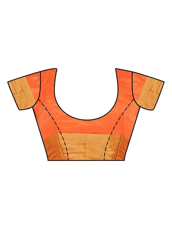 peach art silk woven saree with blouse - 15019337 - Zoom Image - 3