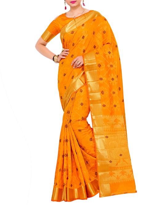 gold zari pallu patola saree with blouse - 15019342 - Standard Image - 1