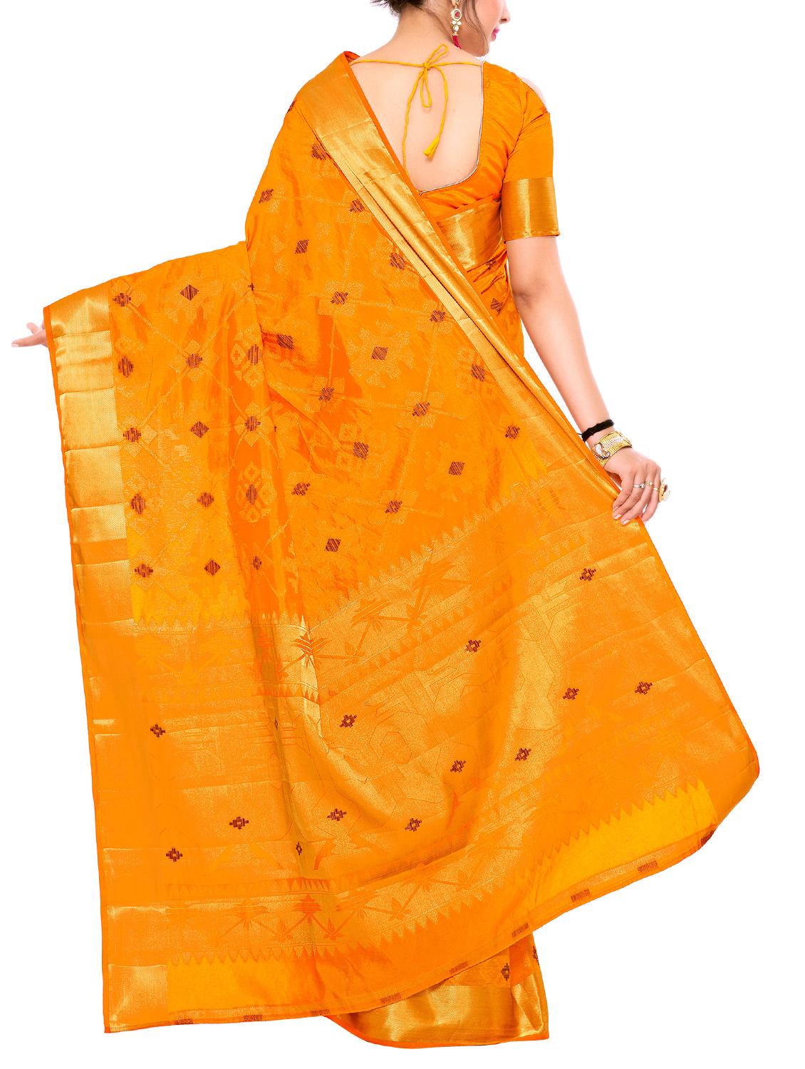 gold zari pallu patola saree with blouse - 15019342 - Zoom Image - 2