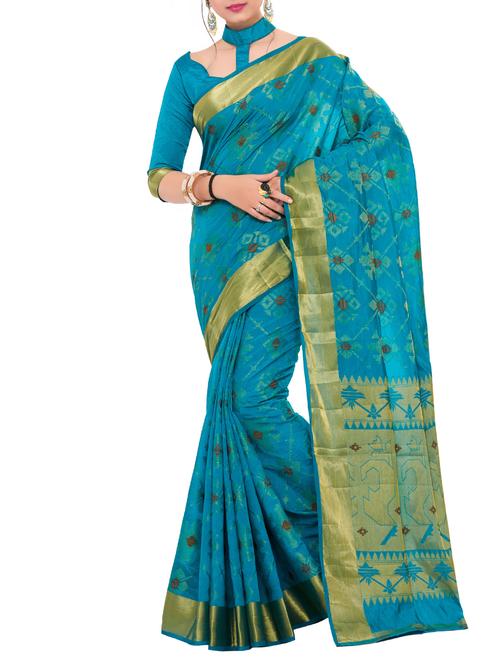 gold zari pallu patola saree with blouse - 15019344 - Standard Image - 1
