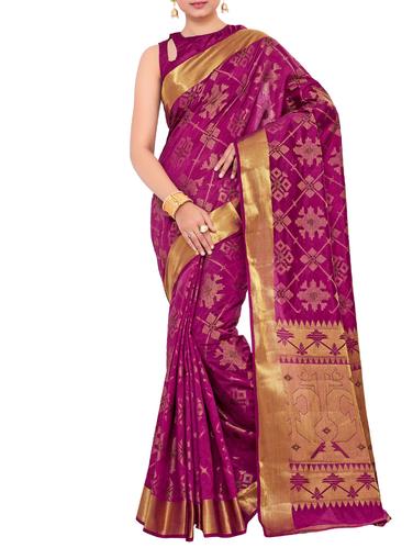 gold zari pallu patola saree with blouse - 15019345 - Very Small Image - 1