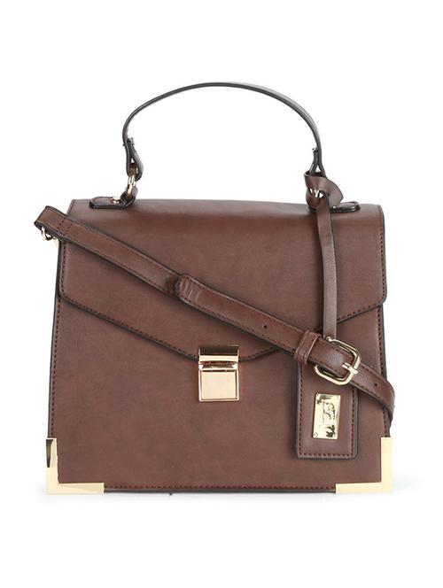 brown leatherette regular sling bag - 15019377 - Very Small Image - 1