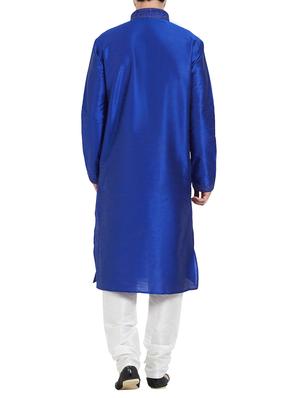 royal blue dupion kurta pyjama set - 15019461 - Standard Image - 3