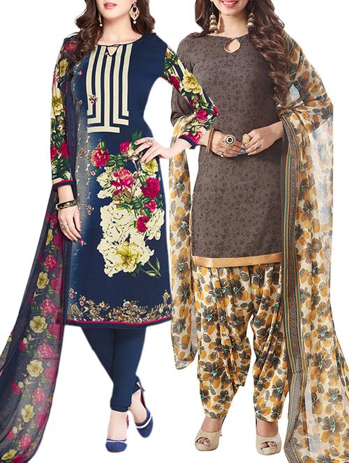 Blue floral suit combos unstitched suit - 15019498 - Very Small Image - 1