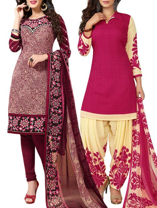 pink synthetic suit combos unstitched - 15019516 - Standard Image - 1