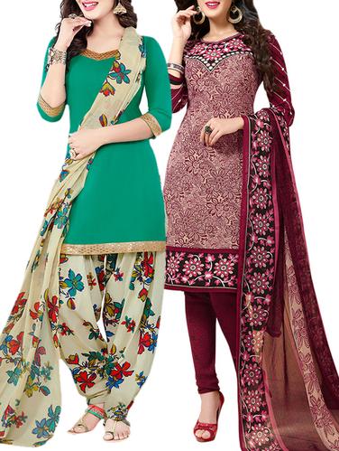 green synthetic suit combos unstitched - 15019533 - Very Small Image - 1