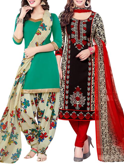 green synthetic suit combos unstitched - 15019540 - Standard Image - 1