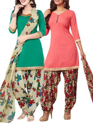 pink synthetic suit combos unstitched - 15019546 - Standard Image - 1
