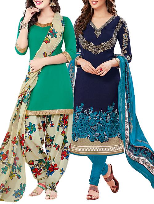 blue synthetic suit combos unstitched - 15019548 - Very Small Image - 1