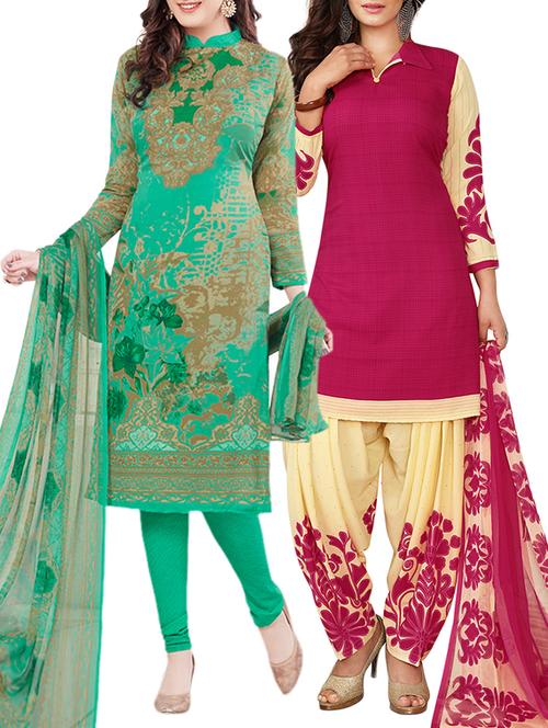 pink synthetic suit combos unstitched - 15019578 - Standard Image - 1