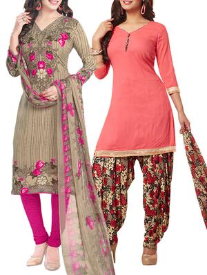 pink synthetic suit combos unstitched - 15019588 - Standard Image - 1