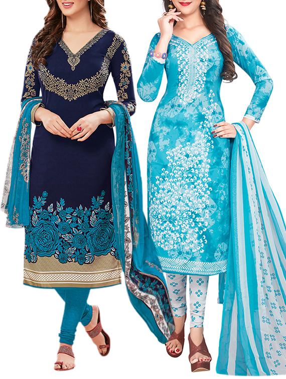 blue synthetic suit combos unstitched - 15019604 - Zoom Image - 1