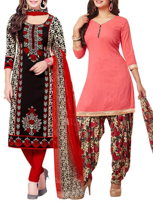 red synthetic suit combos unstitched - 15019610 - Very Small Image - 1