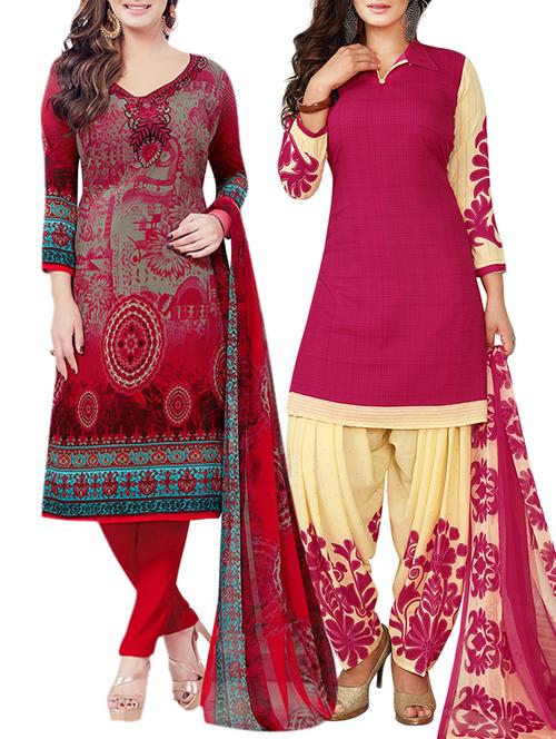 pink synthetic suit combos unstitched - 15019619 - Standard Image - 1
