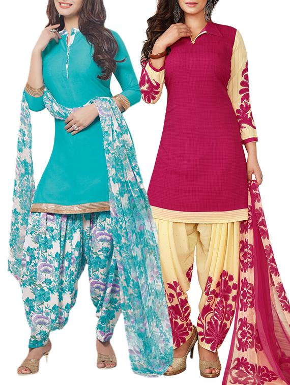 pink synthetic suit combos unstitched - 15019664 - Zoom Image - 1