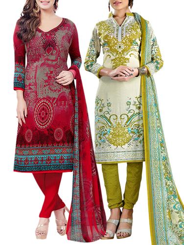 red synthetic suit combos unstitched - 15019676 - Very Small Image - 1
