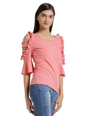 pink solid viscose ribbed top - 15019698 - Standard Image - 2