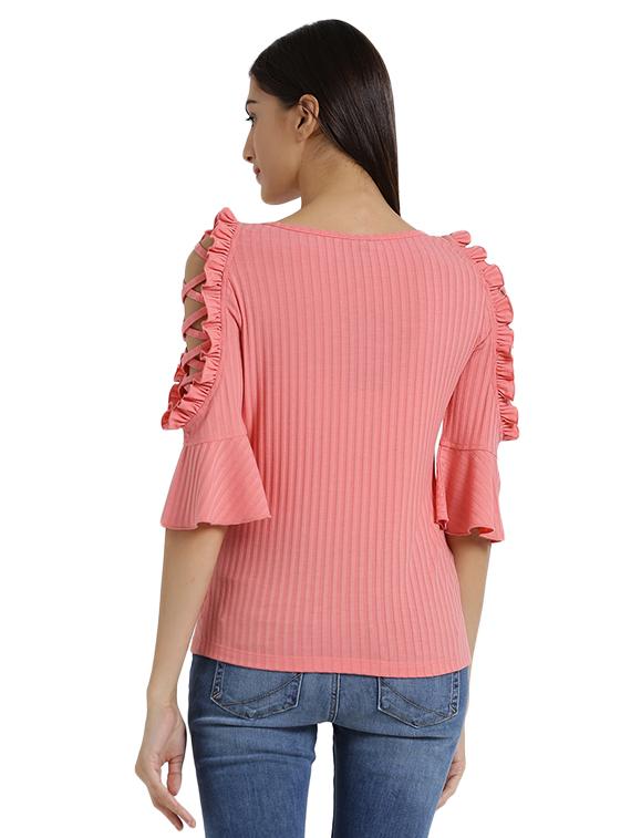 pink solid viscose ribbed top - 15019698 - Zoom Image - 3