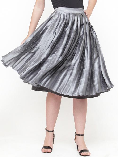 silver solid pleated skirt - 15019750 - Standard Image - 1
