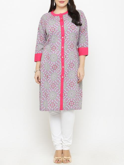 purple cotton a-line kurta - 15019753 - Standard Image - 1