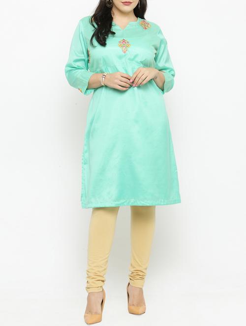 green viscose aline kurta - 15019757 - Very Small Image - 1
