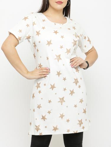 white printed cotton tunic - 15019768 - Very Small Image - 1