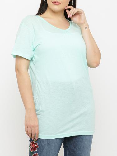 green cotton plus tee - 15019783 - Very Small Image - 1