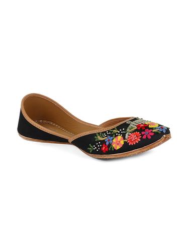 Coral Haze Black jutti with flower threadwork - 15019798 - Very Small Image - 1