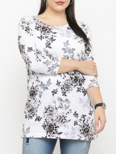 white printed plus tunic - 15019807 - Very Small Image - 1