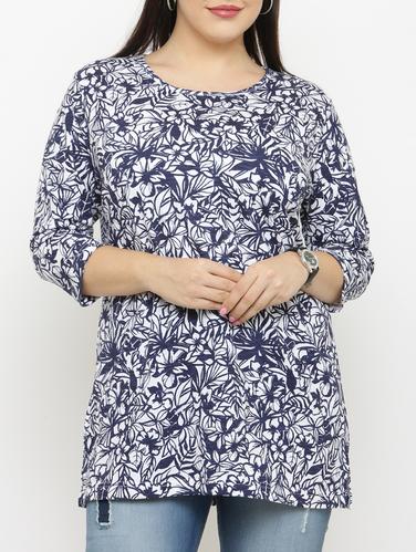 blue printed plus tunic - 15019809 - Very Small Image - 1