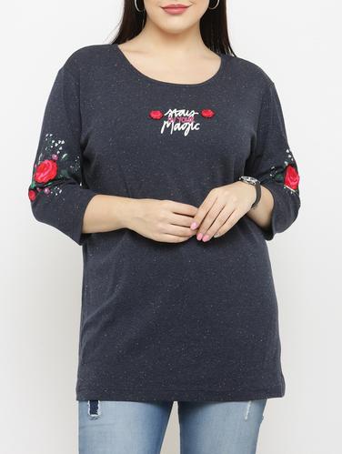 blue cotton plus tee - 15019811 - Very Small Image - 1